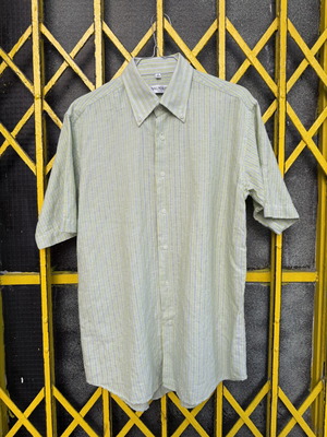 Balmain Jaquard Knit Short Sleeve Button-Down Shirt like new, colorful, size M