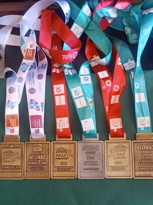 Collectible Set of 6 Athens Half Marathon Medals 2016-2018 like new