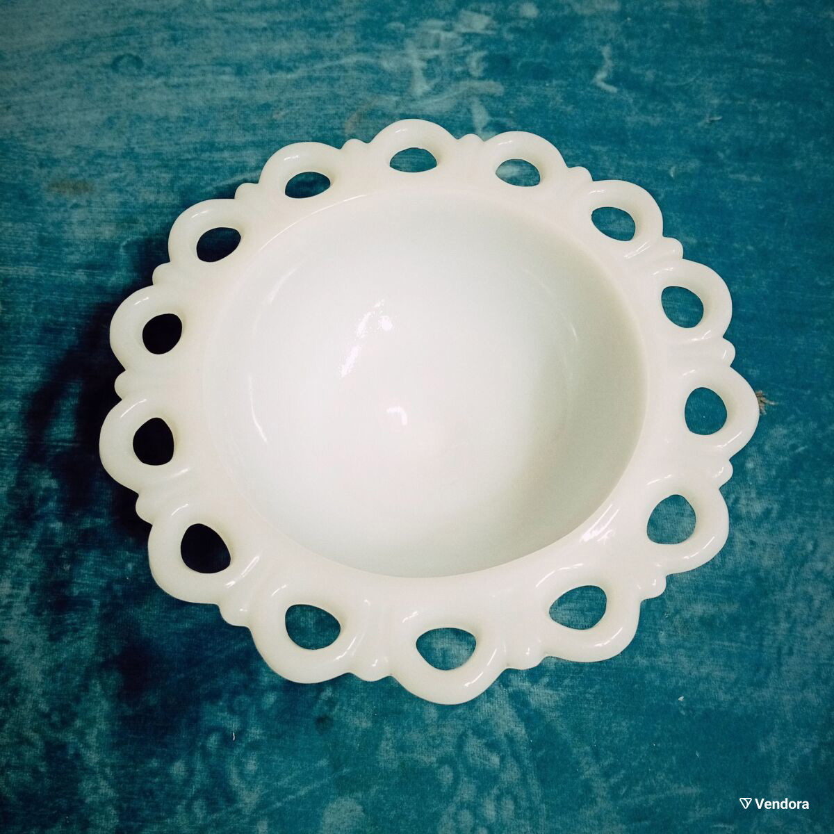 Anchor Hocking Lace Edge φοντανιέρα από λευκό γυαλί milk glass