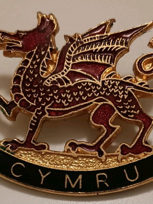 Pin like new, red and gold