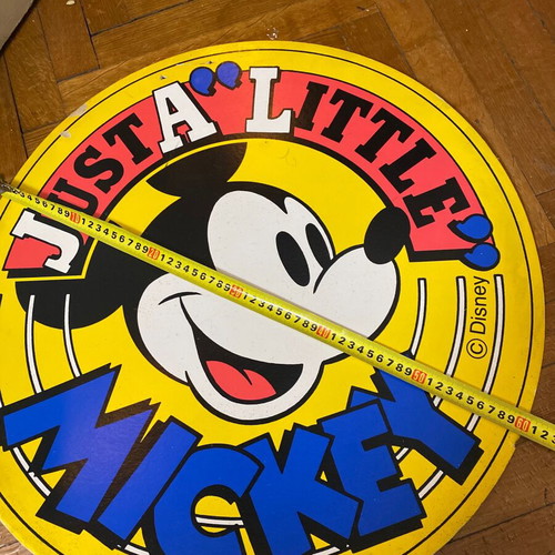 Mickey Mouse sign used, hard cardboard