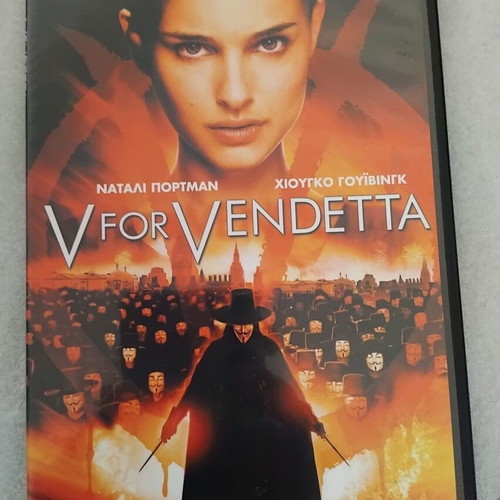 V for Vendetta DVD, dystopian thriller movie, dubbed