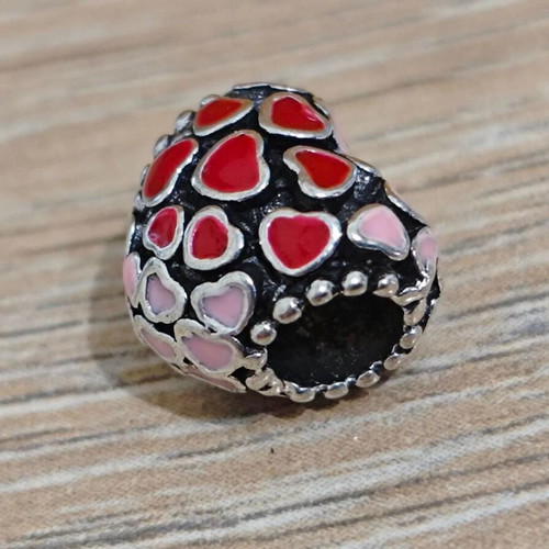 Silver charm hearts with enamel like new