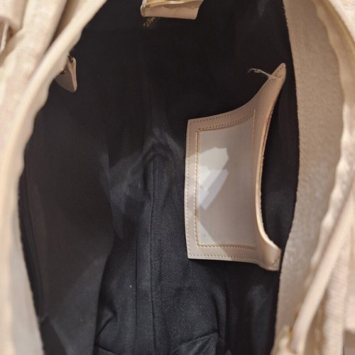 FRNC shoulder bag like new, ecru satin waterproof material