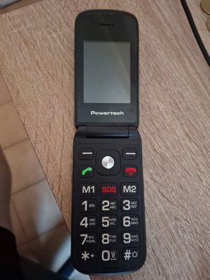 Powertech Milly Flip V2 Dual SIM mobile phone with large buttons, black