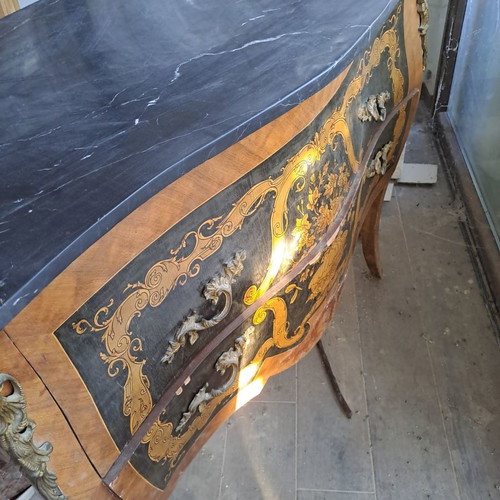 Dresser used with marble top and brass decorative details