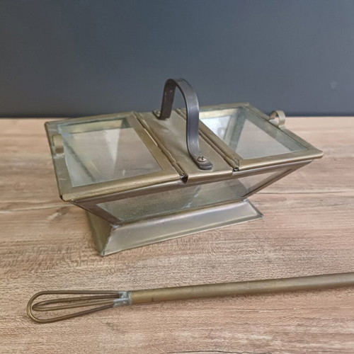 Brass and glass container for coffee and sugar used