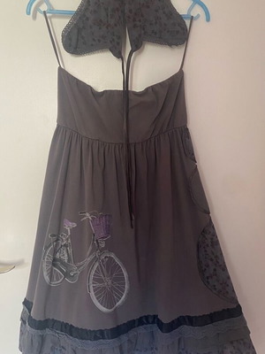 Heel women's dress used, gray and purple, strapless