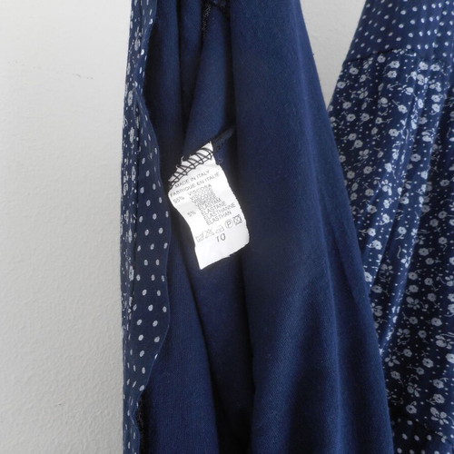 Gipsy skirt used, cotton, white and blue, elastic waist
