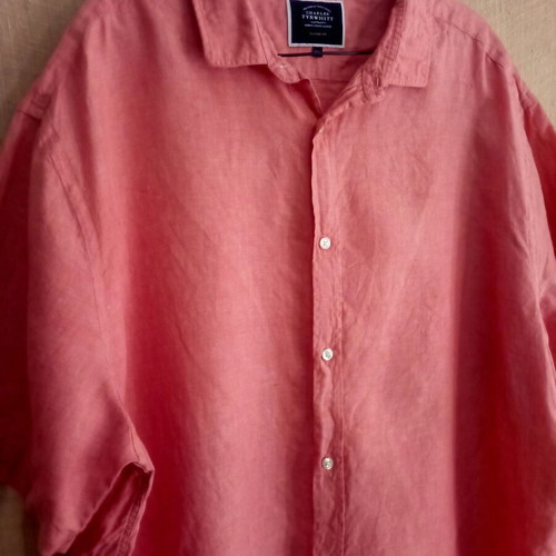 Charles Tyrwhitt linen shirt, 3XL, pink