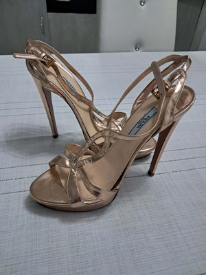 Prada πέδιλα rose gold 38 σαν καινούργιο