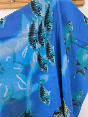 Beach pareo new with fish design, gift second pareo