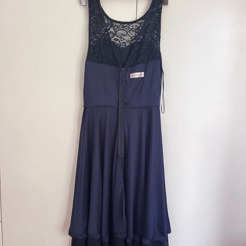 Evening lace dress blue asymmetric, like new, size XS