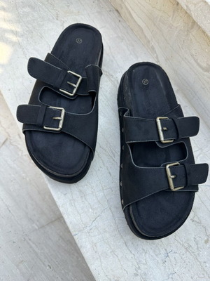 Double-layer slippers size 37, like new, black