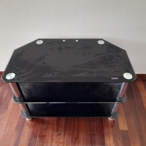 Glass TV stand like new, black with three levels