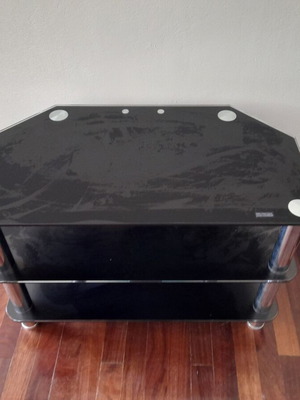 Glass TV stand like new, black with three levels
