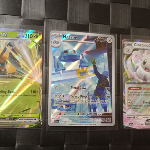Pokemon lot of 3 cards: Metang 094, Beedrill ex 003, Cinccino ex 073