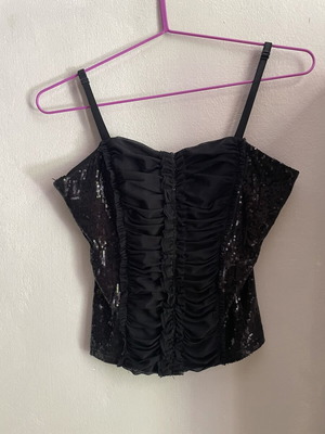 Enzzo top with sequins like new, adjustable straps, black, size M