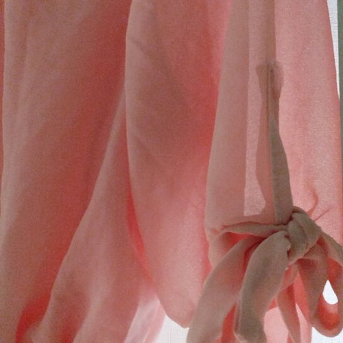 Pink dress used with lace and bow sleeves, size S