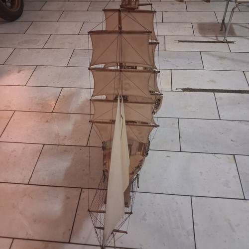 Handmade sailing ship used, 1.20m length, 1m height, collectible