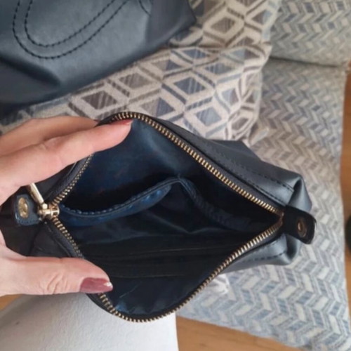 Axel women's shoulder bag blue with pattern and inner pouch