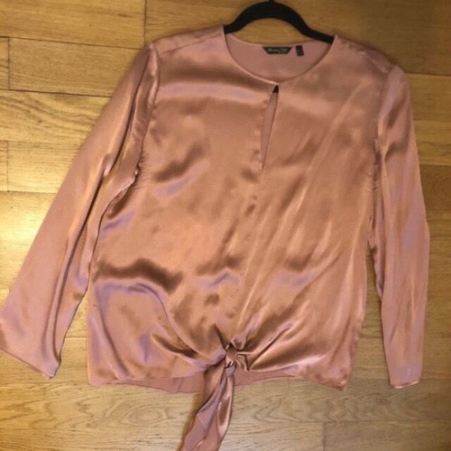 Massimo Dutti women's long-sleeve tunic satin pink coral size M like new