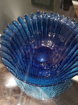 Vintage blue cobalt glass fondantiere bowl like new