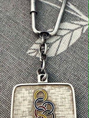 Vintage Olympic Airways enamel keychain
