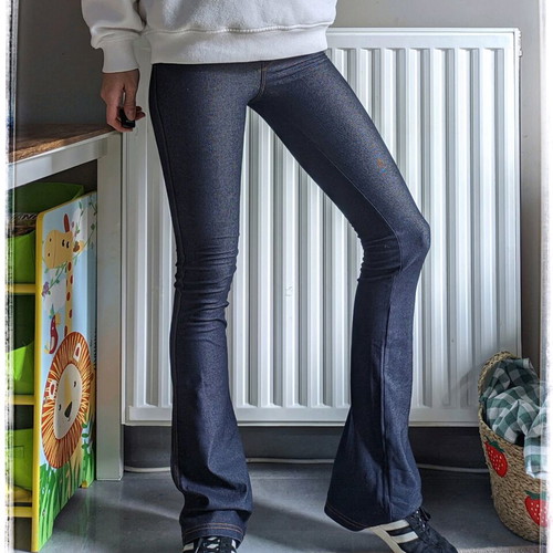 Y2K Dark Denim Flare Leggings Pull & Bear new, blue