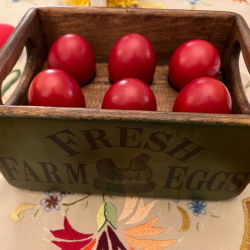 Vintage English Wooden Egg Holder Fresh Farm Eggs like new