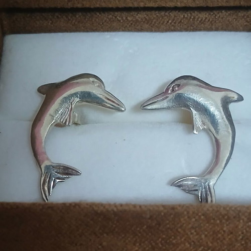 Silver dolphin earrings 2.5 cm, new, 925 silver
