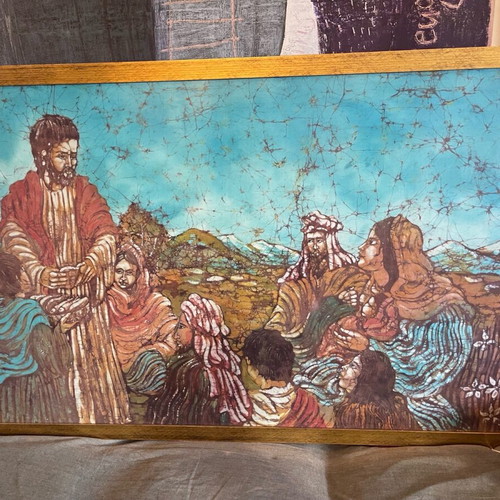 Painting with batik technique used, biblical scene 151x98