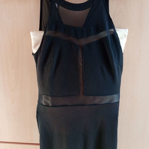 Morena Spain Black Evening Midi Dress with Mesh Details size L like new
