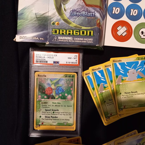 Ex Dragon Windblast Pokemon deck like new with mint booklets and PSA 8 foil Roselia card
