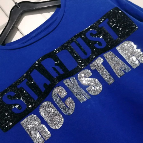Long-sleeve shirt used with sequin print, size 10-12 years, blue