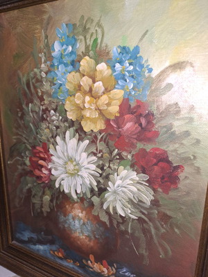 Small Loro painting with signature, size 33x27