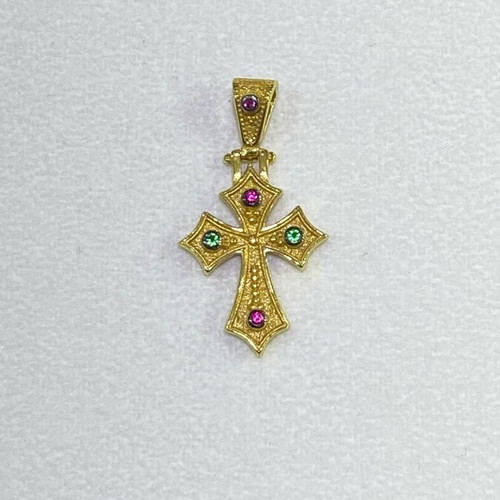 Silver gold-plated cross 925 with zircon stones new