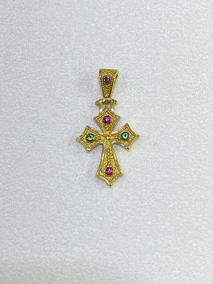 Silver gold-plated cross 925 with zircon stones new