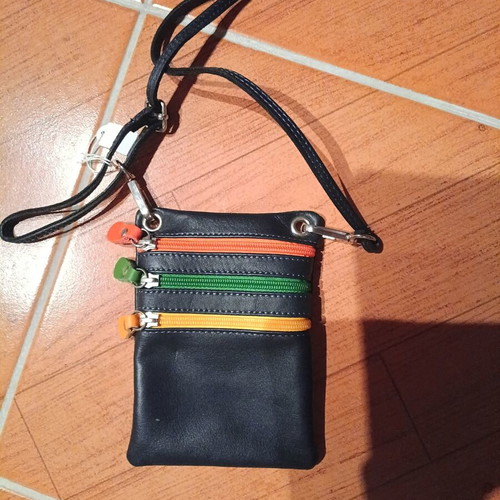 Leather bag wallet new, black