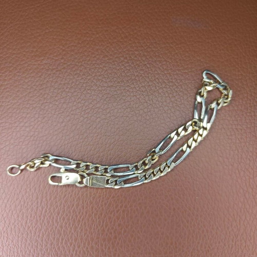 14K Figaro gold bracelet two-tone 24cm Fa Cad'oro like new