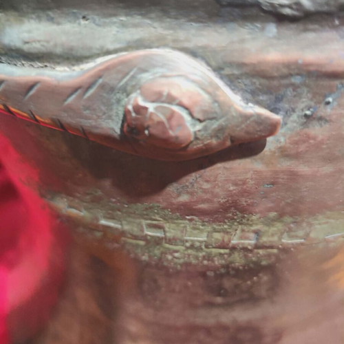 Copper cauldron used, large, hand-forged