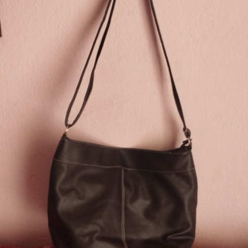 Leather crossbody bag The Sak new, black with white stitching