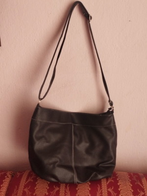 Leather crossbody bag The Sak new, black with white stitching