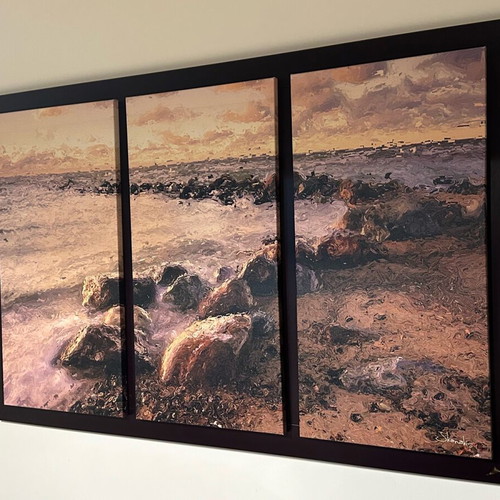 Triptych painting with sea theme like new 140x90