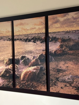 Triptych painting with sea theme like new 140x90