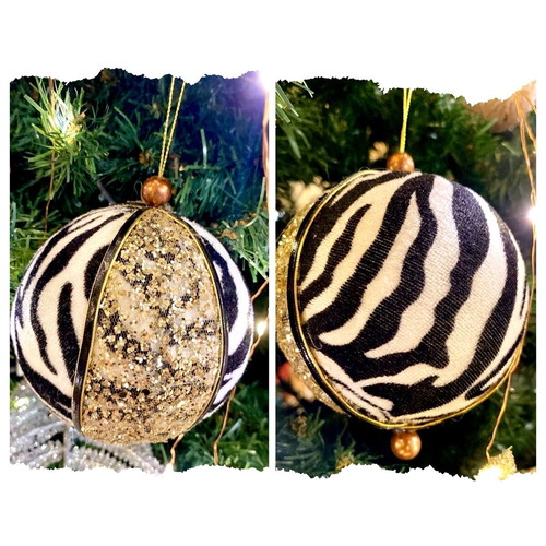Fabric ball animal print new, black and white