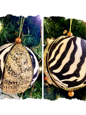 Fabric ball animal print new, black and white