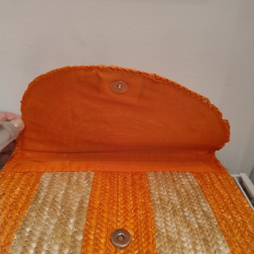 Straw bag new, beige and orange