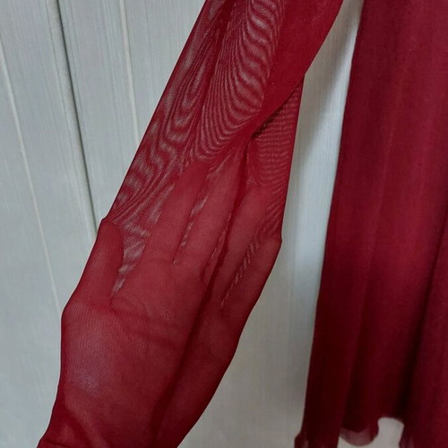 Stradivarius burgundy dress like new with sheer long sleeves
