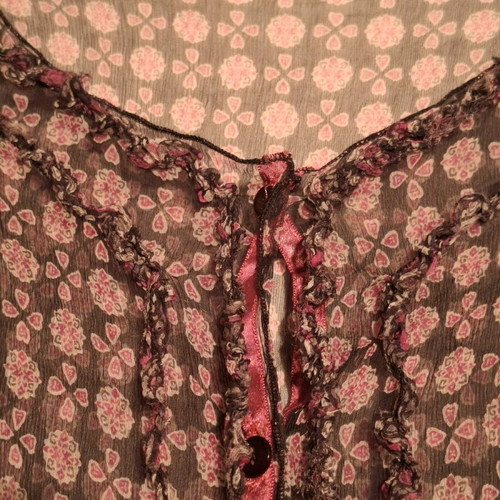 Oltre blouse used, long-sleeve, colorful, sheer printed